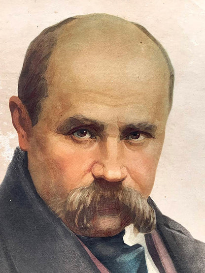 Dry brush painting Portrait of Shevchenko T. G.