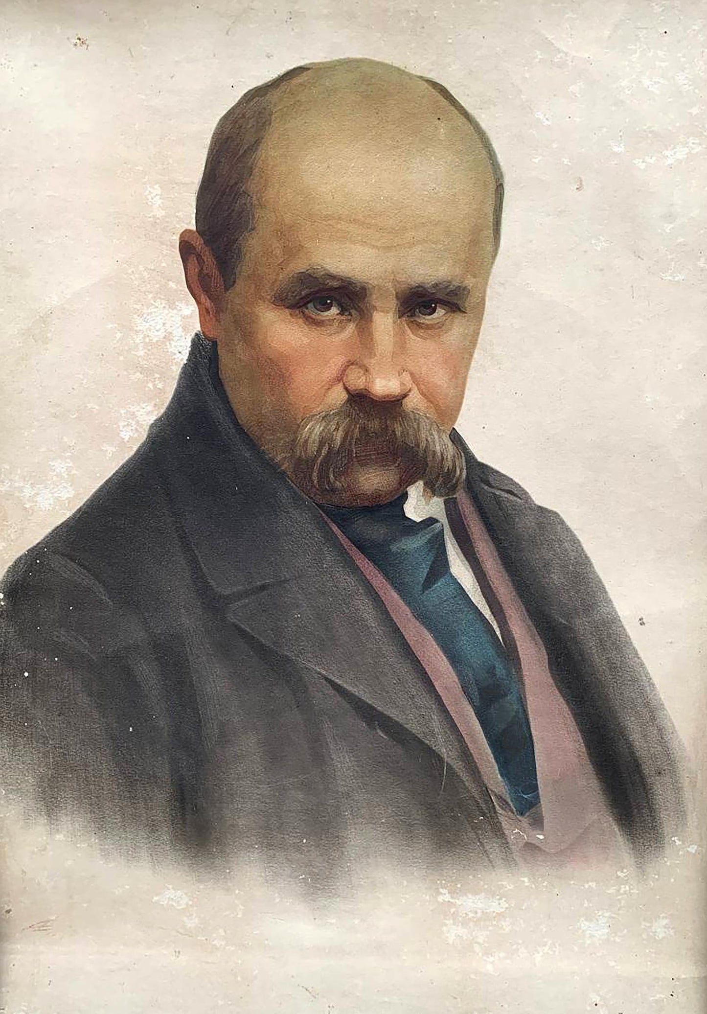 Dry brush painting Portrait of Shevchenko T. G.