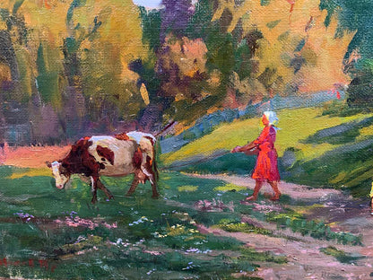 Oil painting Country life Rudenko Vladimir Mikhailovich