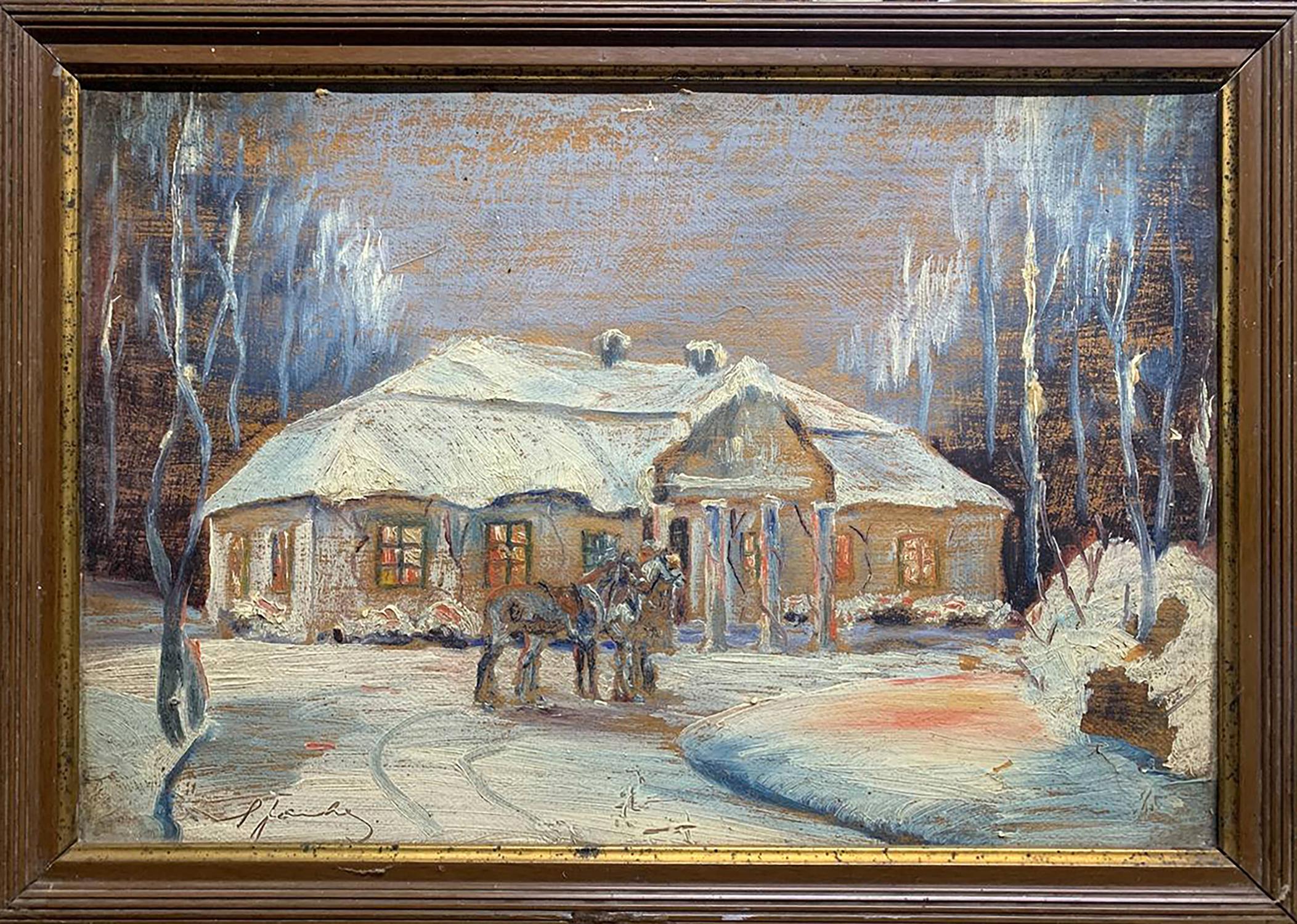 Oil painting Winter evening Yarotsky Stanislav (Jarocki)