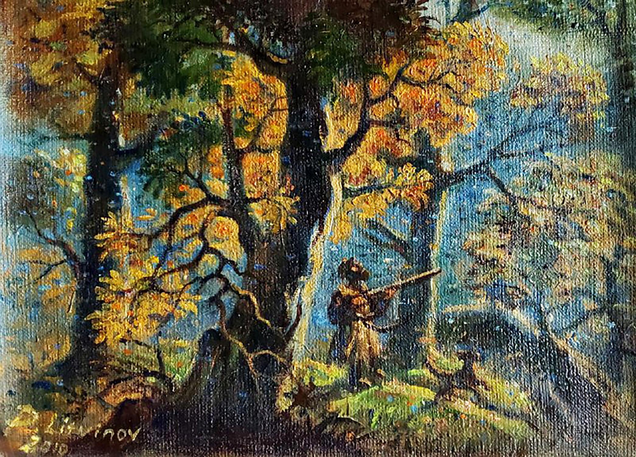 Oil painting Autumn hunting Litvinov Daniil Olegovich