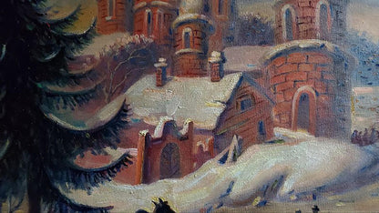 Oil painting Monastery in winter Litvinov Daniil Olegovich