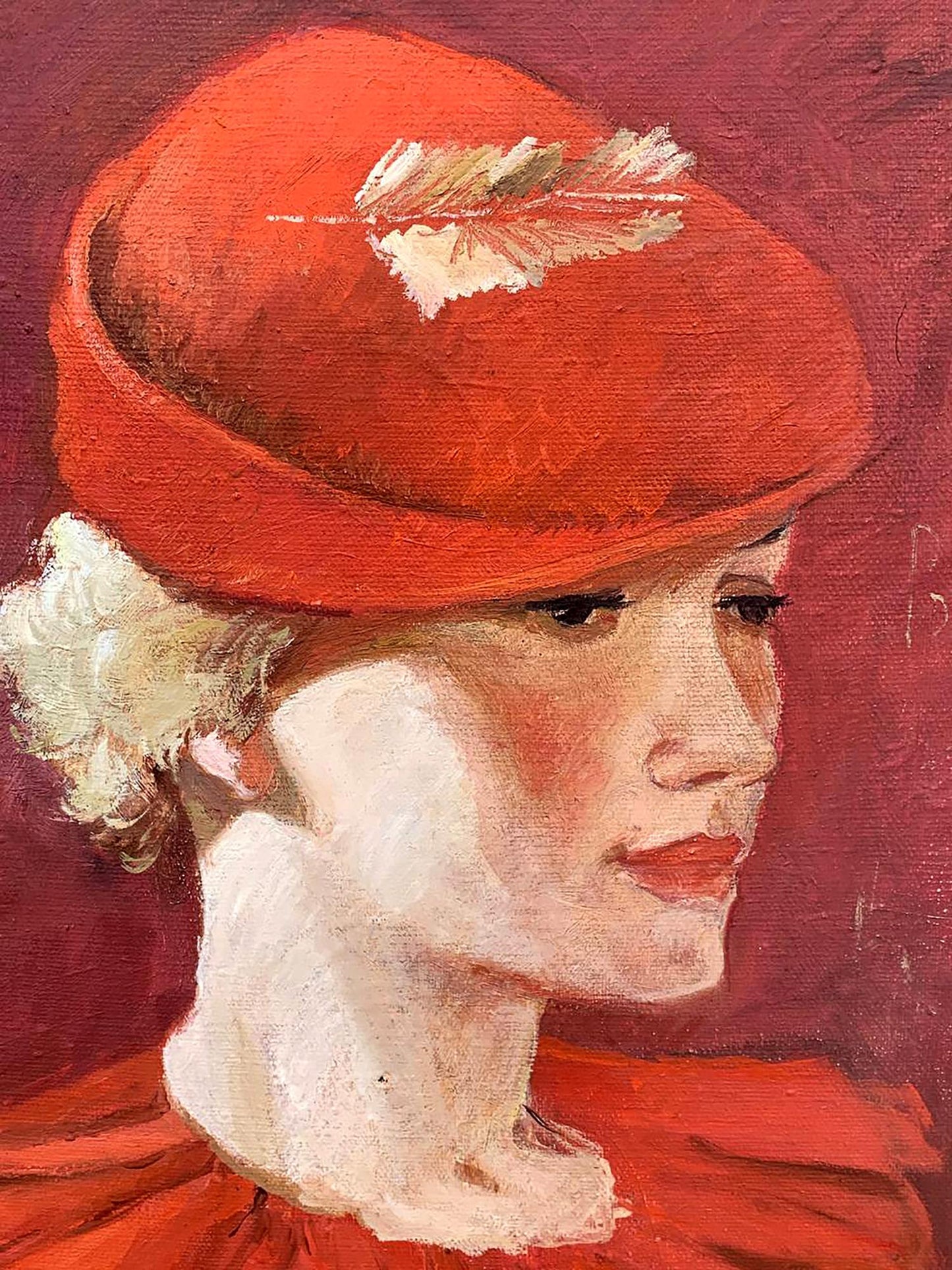 Oil painting Lady in Red Samokhvalov Yu.