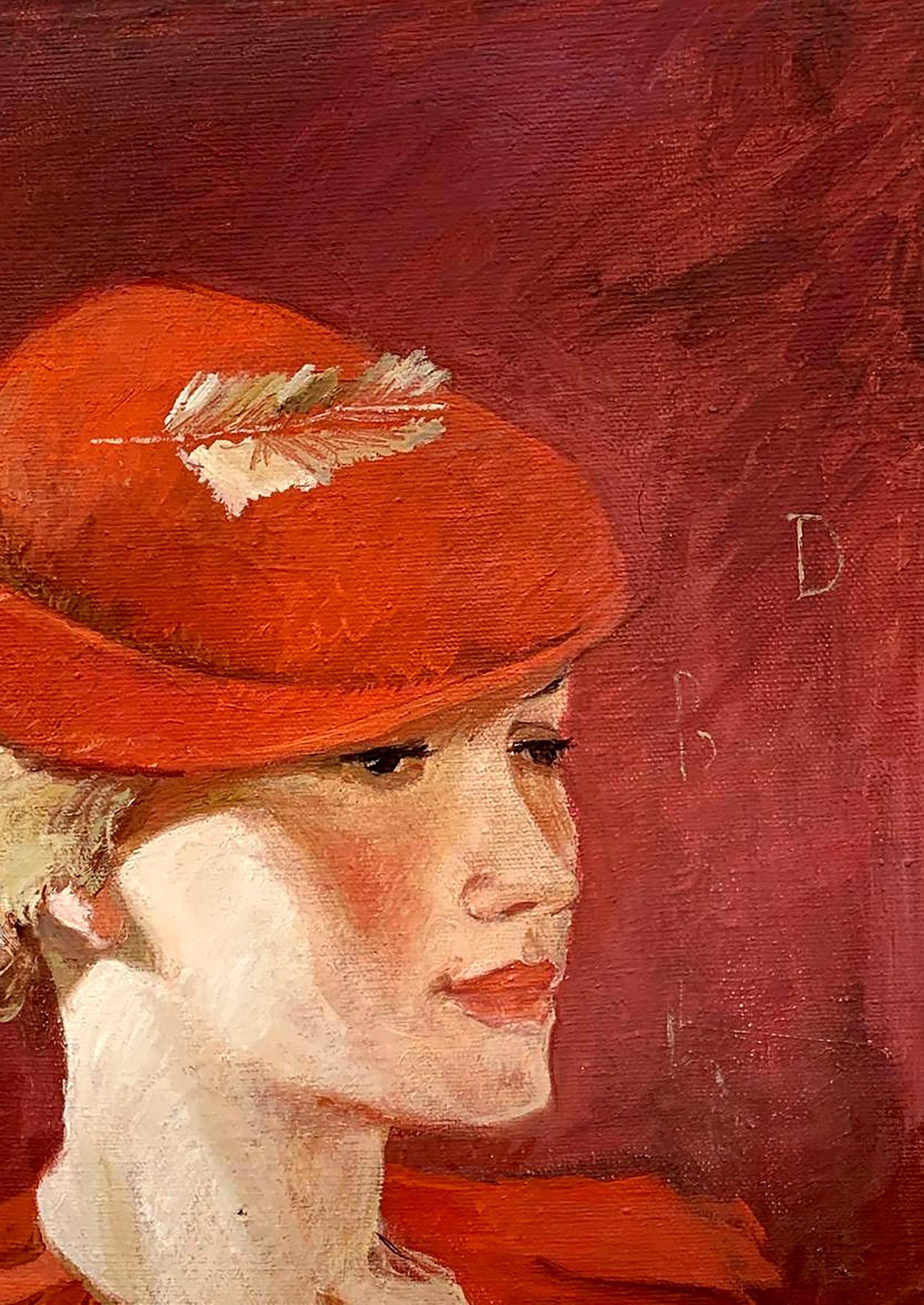 Oil painting Lady in Red Samokhvalov Yu.