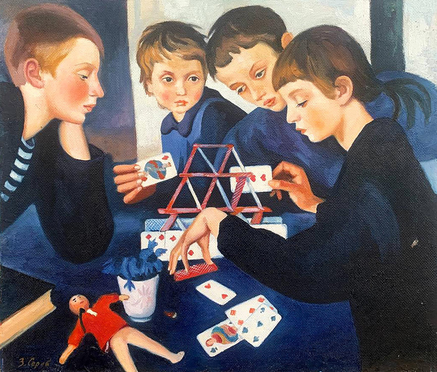 Oil painting Children's games Serebryanskaya Z.