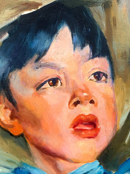 Oil painting Portrait of a boy Feshin Nikolay Ivanovich