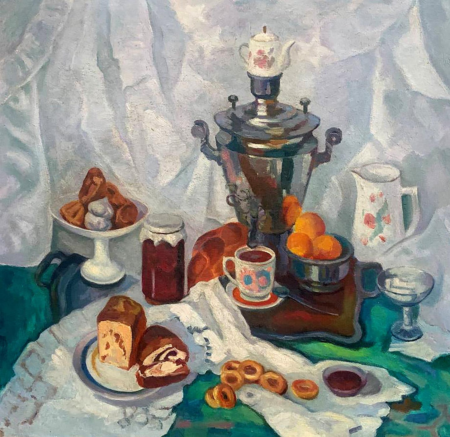 Oil painting Still life with a samovar Kerzhner Alexander Khaskelevich