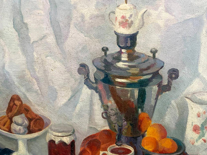 Oil painting Still life with a samovar Kerzhner Alexander Khaskelevich