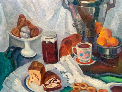 Oil painting Still life with a samovar Kerzhner Alexander Khaskelevich