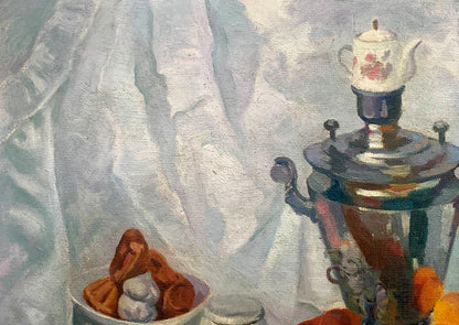 Oil painting Still life with a samovar Kerzhner Alexander Khaskelevich