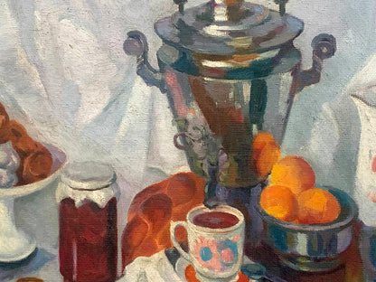 Oil painting Still life with a samovar Kerzhner Alexander Khaskelevich