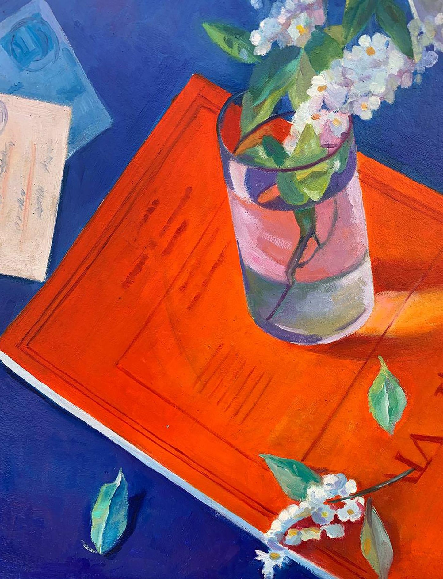 Oil painting Still life on a red folder Petrovsky K.