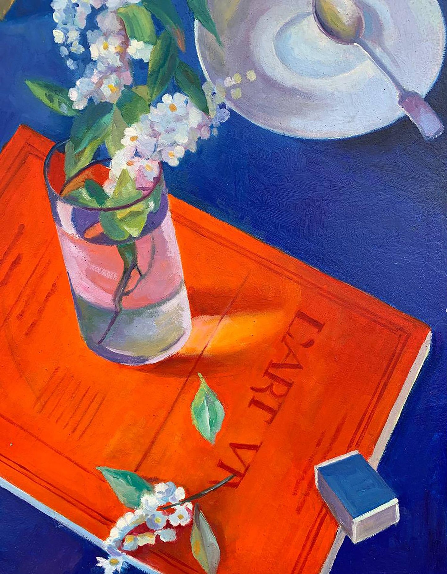 Oil painting Still life on a red folder Petrovsky K.