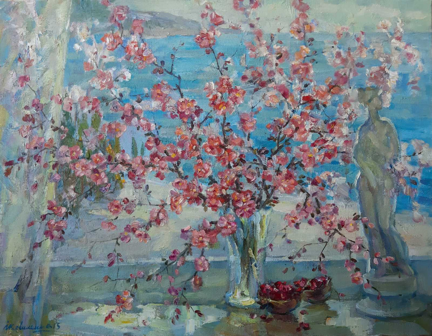 Oil painting Sakura branches Ivan Kovalenko